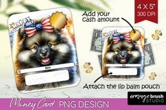 Keeshond Dog Money Card PNG 4th of July Money Card Holder Product Image 1