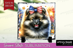 Keeshond Dog Slate PNG Patriotic Dog Square Slate Product Image 1