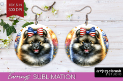 Keeshond Dog Round Earrings Patriotic Dog PNG Sublimation Product Image 1