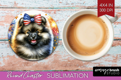 Keeshond Dog Round Coaster Patriotic Dog Coaster PNG Product Image 1