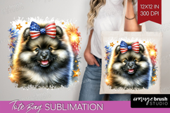 Keeshond Dog Tote Bag Patriotic Dog Tote Bag PNG Sublimation Product Image 1