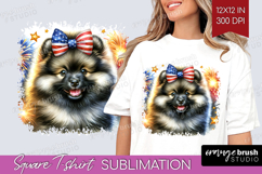 Keeshond Dog Square Tshirt Background Patriotic Dog PNG Product Image 1