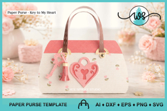 Key to My Heart Purse Template Gift Box Valentine Favor Bag Product Image 1