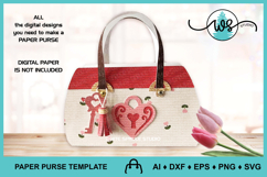 Key to My Heart Purse Template Gift Box Valentine Favor Bag Product Image 3