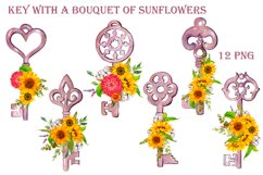 Key with sunflowers bouquet sublimation Product Image 1