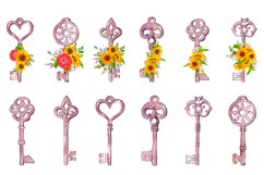 Key with sunflowers bouquet sublimation Product Image 2