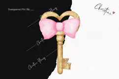 Pink Watercolor Key - Tooth Fairy PNG Product Image 2