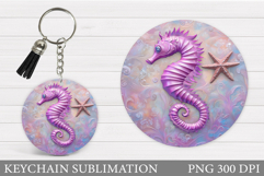 Seahorse Keychain Sublimation. Sea Keychain Design Product Image 1