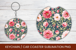 keyring keychain car coaster - flowers pattern Product Image 1