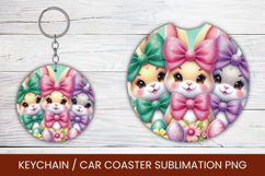 keyring keychain car coaster - three rabbits easter Product Image 1