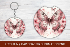 keyring keychain car coaster - watercolor butterfly Product Image 1