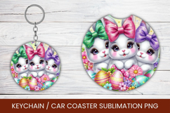 keyring keychain car coaster - three rabbits easter Product Image 1