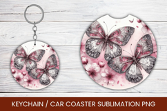 keyring keychain car coaster - watercolor butterfly Product Image 1