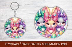 keyring keychain car coaster - three rabbits easter Product Image 1