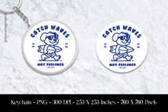Catch Waves Not Feelings Dog Keychain Sublimation Design PNG Product Image 1