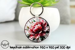 Peony flower sublimation keychain Product Image 1