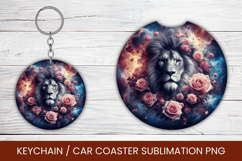 keyring keychain car coaster - floral lion head Product Image 1