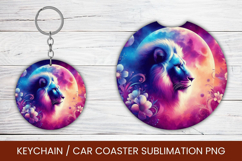keyring keychain car coaster - cosmic lion head Product Image 1