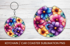 keyring keychain car coaster - pastel flowers Product Image 1