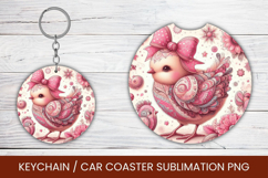 keyring keychain car coaster - floral chicken Product Image 1