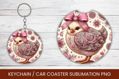 keyring keychain car coaster - floral chicken Product Image 1