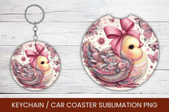 keyring keychain car coaster - floral chicken Product Image 1