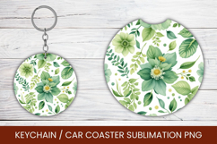 keyring keychain car coaster - flowers pattern Product Image 1