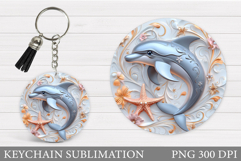 Dolphin Square Keychain. Dolphin Keychain Sublimation Product Image 1