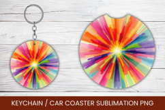 keyring keychain car coaster - watercolor rainbow Product Image 1