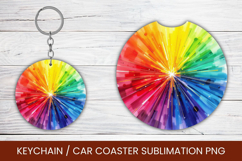 keyring keychain car coaster - watercolor rainbow Product Image 1