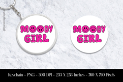 Moody Girl Keychain Sublimation Design PNG Product Image 1