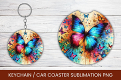 keyring keychain car coaster - watercolor butterfly Product Image 1