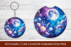 keyring keychain car coaster - floral moon Product Image 1