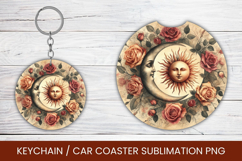 keyring keychain car coaster - boho moon sun Product Image 1