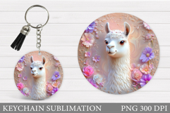 Cute Lama Keychain Design. Cute Lama Sublimation Product Image 1