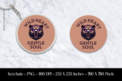 Wild Heart Gentle Soul Bear Keychain Sublimation Design PNG Product Image 1