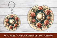 keyring keychain car coaster - boho moon sun Product Image 1