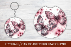 keyring keychain car coaster - watercolor butterfly Product Image 1