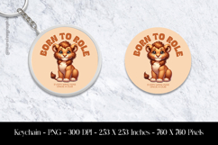 Born to Roar Lion Cub Keychain Sublimation Design PNG Product Image 1