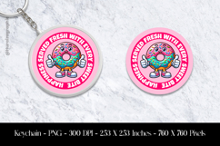 Happy Donut Keychain Sublimation Design PNG Product Image 1