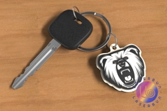 Bear Head Keychain SVG Laser Cut File Product Image 1