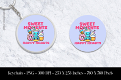Sweet Moments Happy Hearts Keychain Sublimation Design PNG Product Image 1