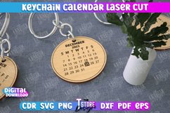 Keychain Calendar Laser Cut, Personalized Perpetual Keyring Product Image 1
