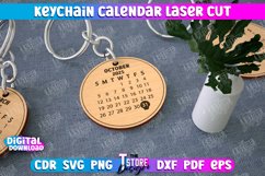Keychain Calendar Laser Cut, Personalized Perpetual Keyring Product Image 1
