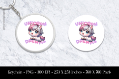 Unicorn Dreams Keychain Sublimation Design PNG Product Image 1