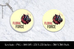 Floral Force Keychain Sublimation Design PNG Product Image 1