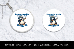 Penguin With Attitude Gangster One Keychain Sublimation Product Image 1
