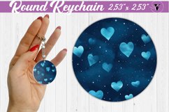 Valentines day Round Keychain | Heart pattern | Blue hearts Product Image 1