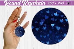 Valentines day Round Keychain | Heart pattern | Blue hearts Product Image 1