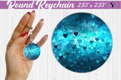 Valentines day Round Keychain | Heart pattern | Blue hearts Product Image 1
